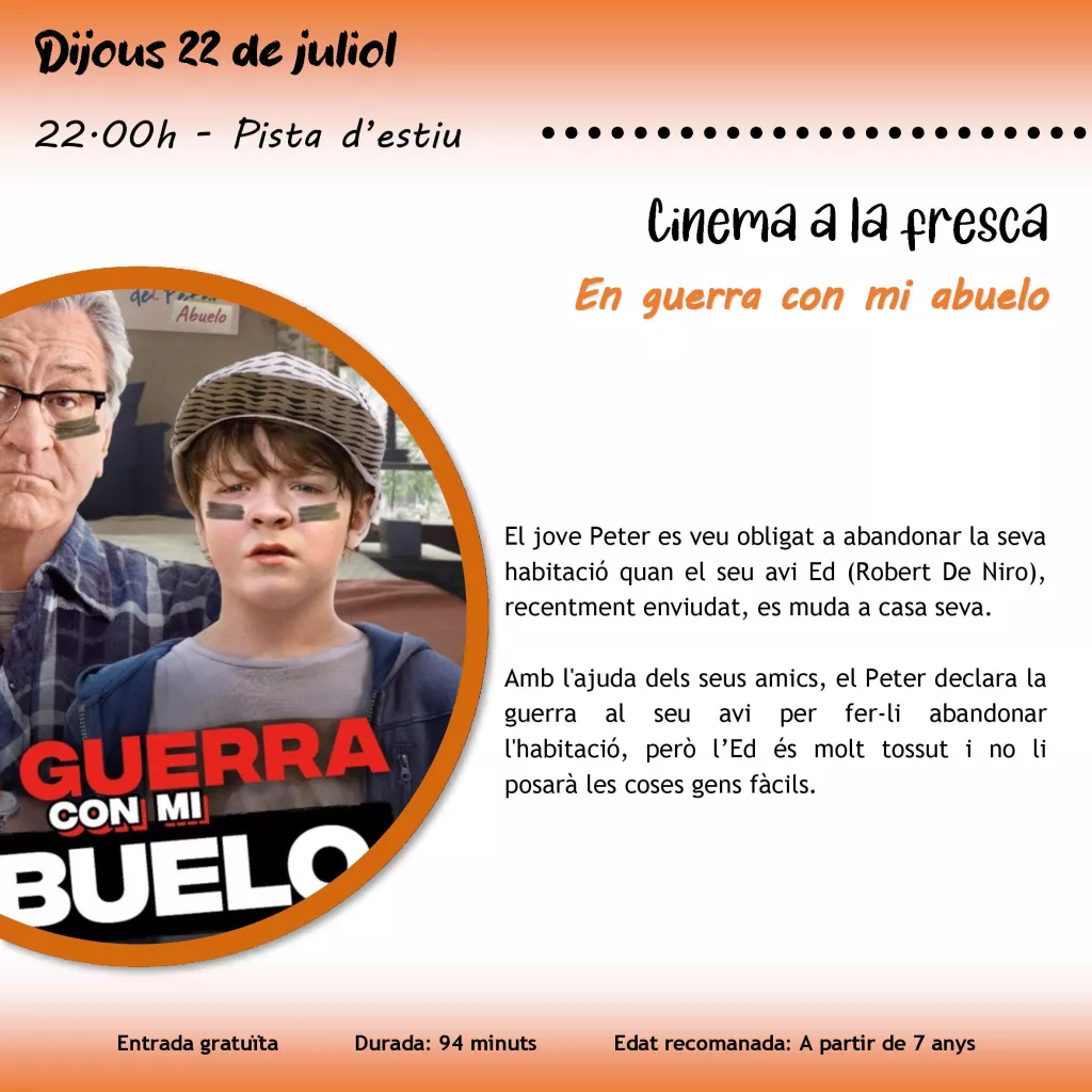 Cinema a la fresca - "En guerra con mi abuelo"