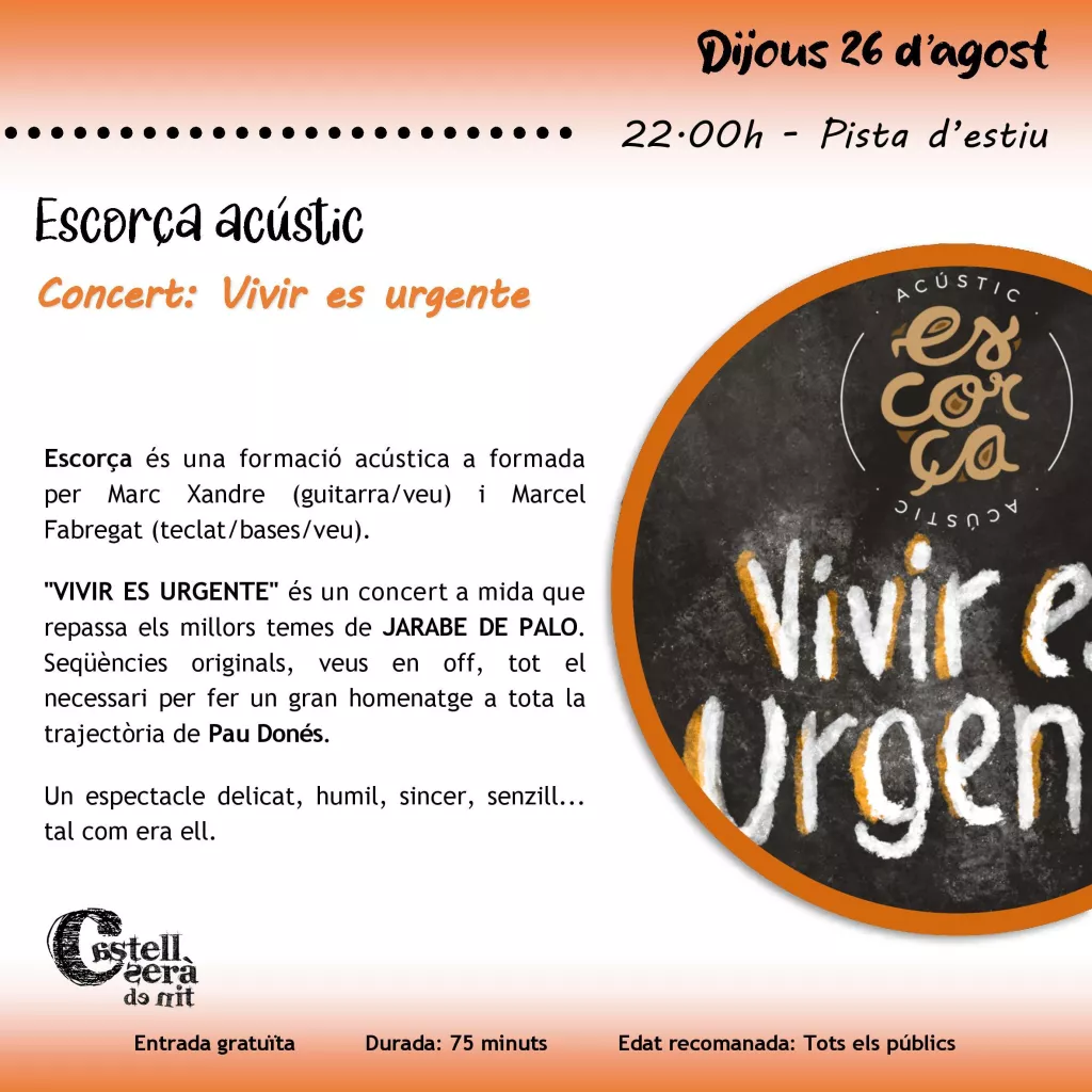 Concert Escorça Acústic "Vivir es urgente"