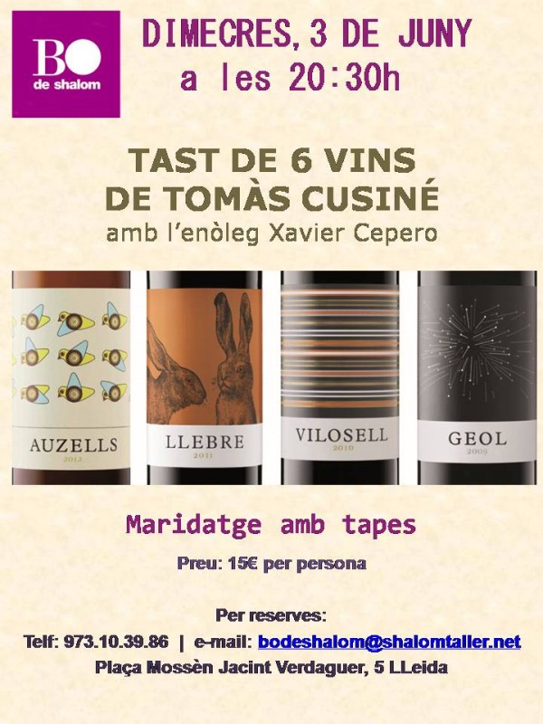 Tast de 6 vins Tomàs Cusiné