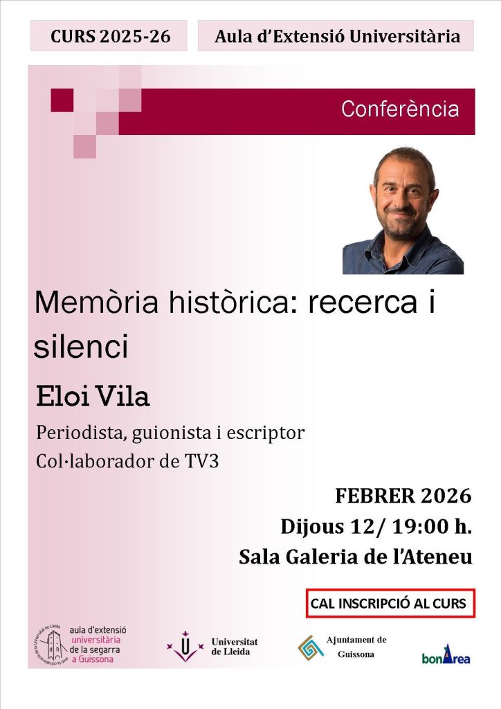 Xerrada 'Memòria històrica: recerca i silenci" a càrrec d'Eloi Vila a Guissona