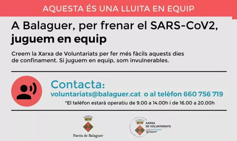 Balaguer crea una xarxa de voluntariats per col·laborar amb persones vulnerables