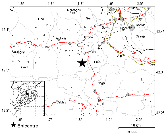 Registrat un sisme de magnitud 2,3 a la Cerdanya