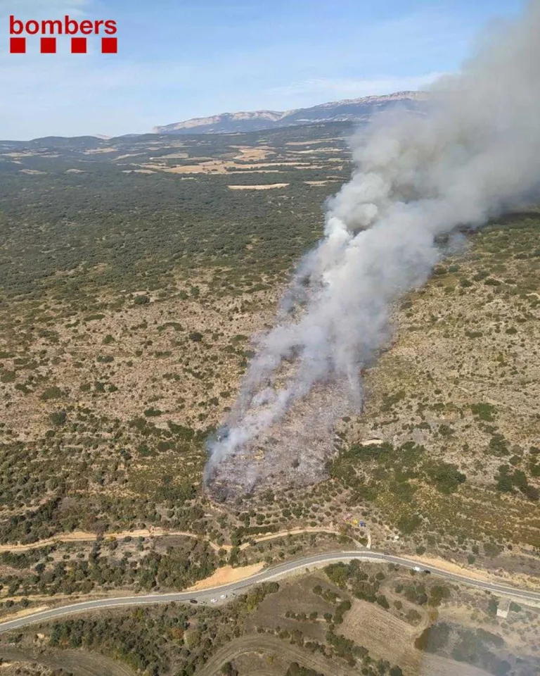 Els Bombers estabilitzen un incendi que ha cremat 35 hectàrees a la Noguera