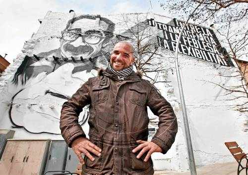 Mural gegant a Tàrrega d'homenatge a Pedrolo
