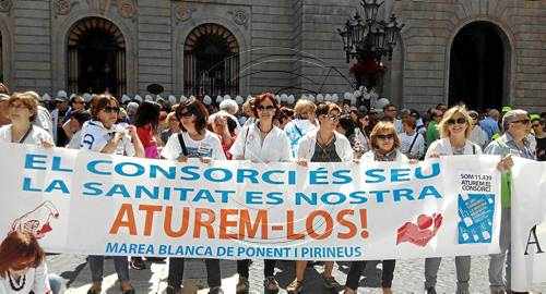 Protesta a Barcelona per la sanitat pública