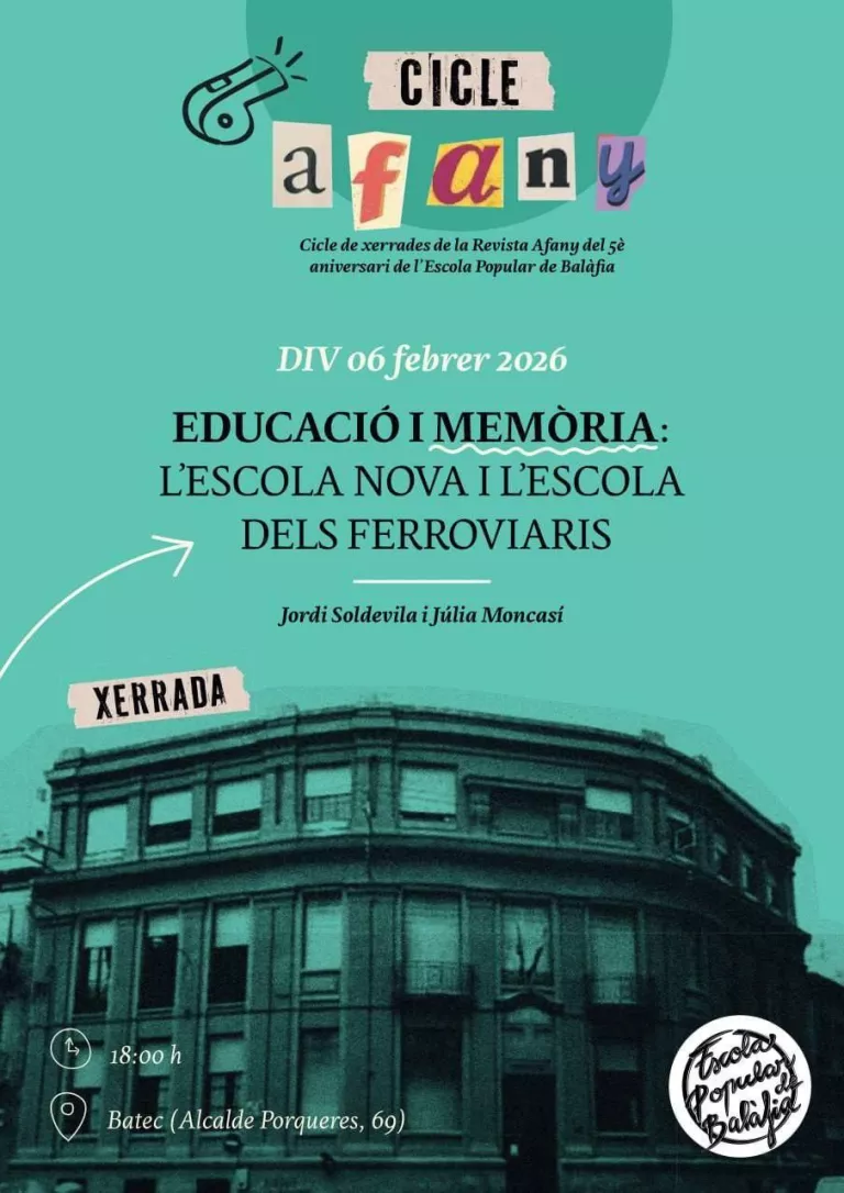 El Cicle Afany programa una xerrada sobre educació popular del segle XX