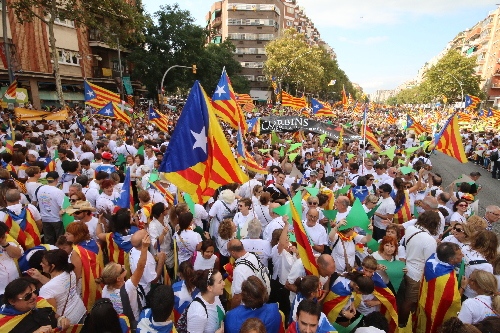 La concentració sobiranista de la Diada a Lleida, a la canalització