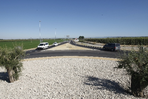 A punt la nova rotonda de Margalef a l’N-240