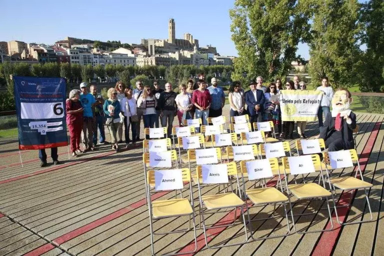 Protesta per exigir a l'Estat l'acollida de refugiats