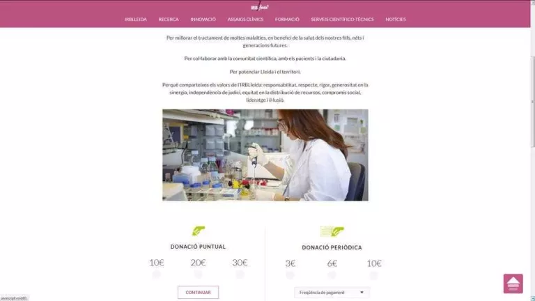 L’IRBLleida crea un canal de donacions via web i demana implicació d'empreses