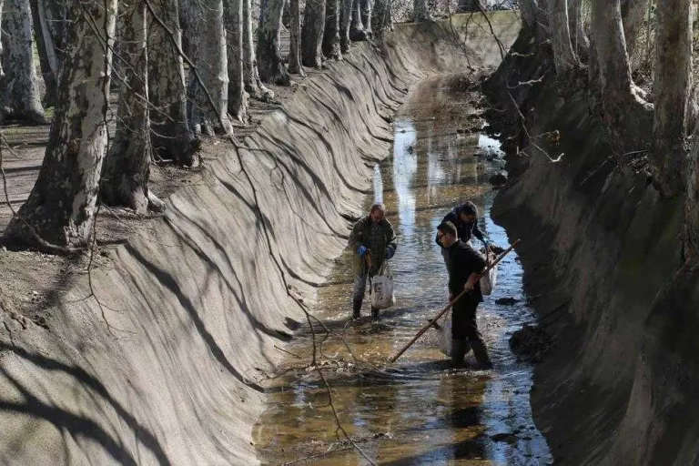 Voluntaris retiren escombraries de la séquia del canal a Juneda