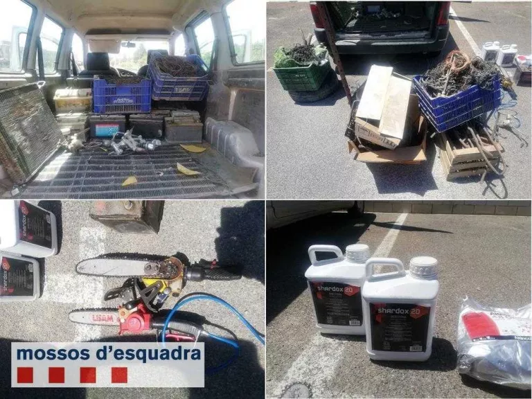 Vista del material robat i recuperat pels Mossos d’Esquadra.