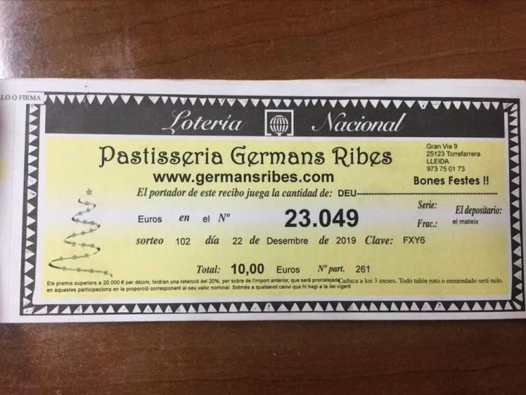 Error d’impremta a la loteria d’una pastisseria de Torrefarrera