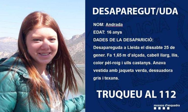 Demanen ajuda per trobar una jove desapareguda a Lleida