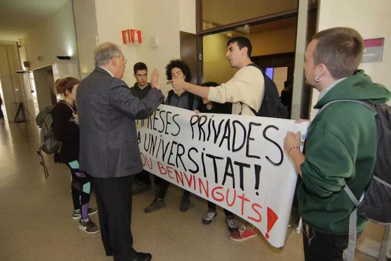 La protesta contra l’acte de Telefónica el 2017.