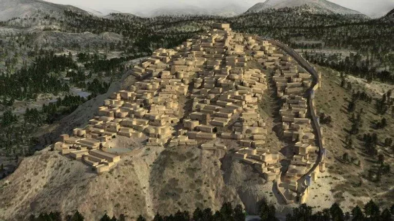 Recreació en 3D de La Bastida, jaciment de l’edat del bronze situat a Múrcia.