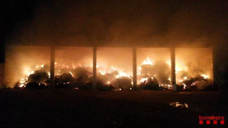 Crema de matinada un paller en una explotació agrícola de Tornabous