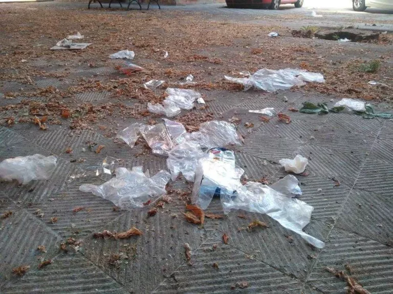 Guants de plàstic i altres residus a Balàfia.