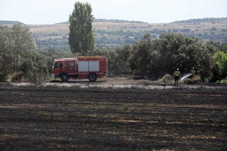 Calcinades dos hectàrees de vegetació agrícola entre Cubells i Montgai