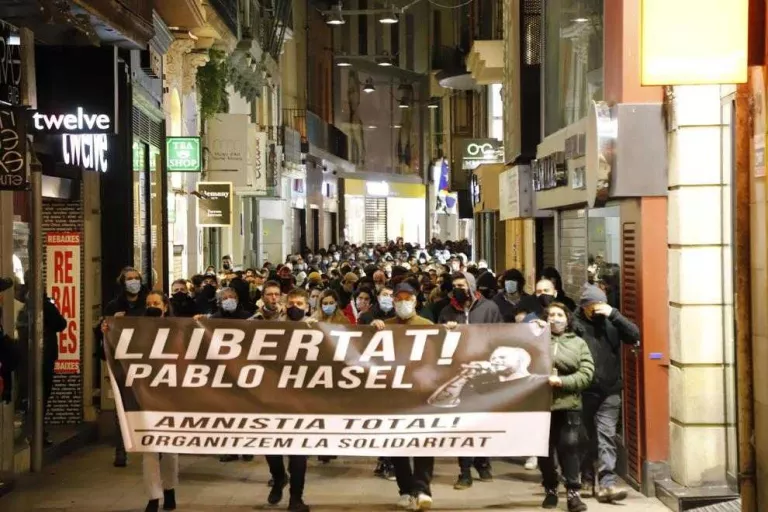 Manifestació de suport al raper Pablo Hasél