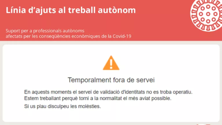 Saturació a la web per sol·licitar les ajudes als autònoms