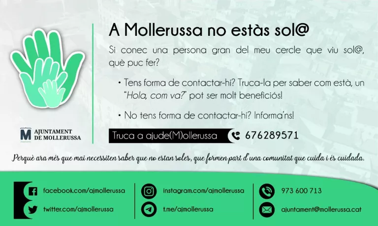 L'Ajuntament activa una campanya per localitzar persones majors de 65 anys que viuen soles