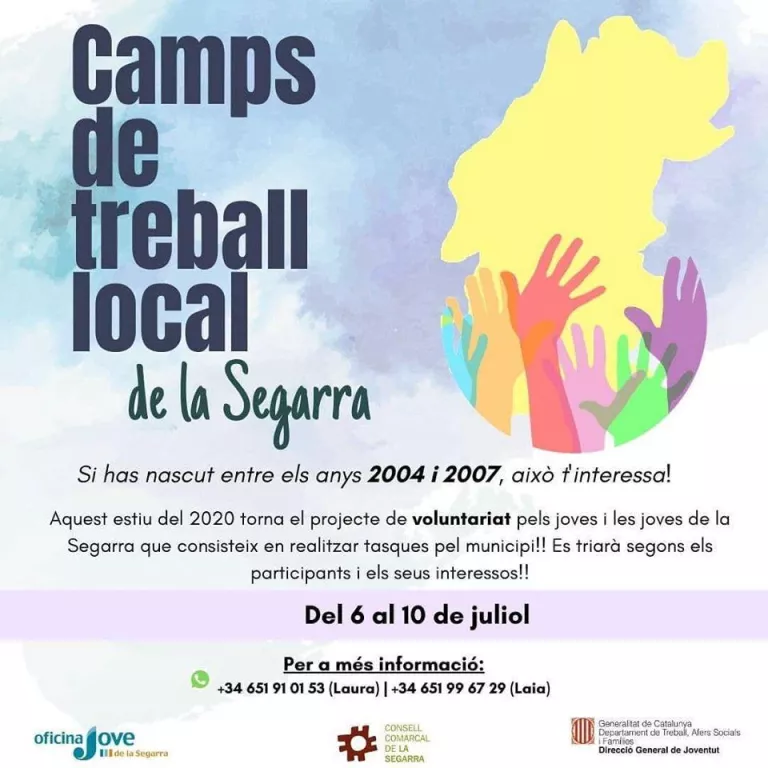 L'Oficina Jove de la Segarra treballa per tirar endavant els Camps de Treball Locals aquest estiu a la comarca