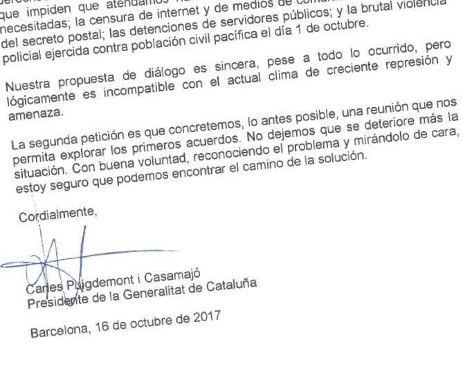 Puigdemont respon al requeriment de Rajoy amb una nova petició de diàleg