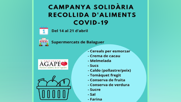Recollida solidària d'aliments als comerços de Balaguer