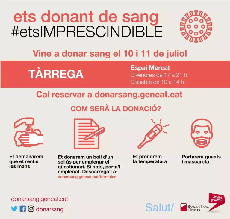 Nova campanya de donació de sang a Tàrrega
