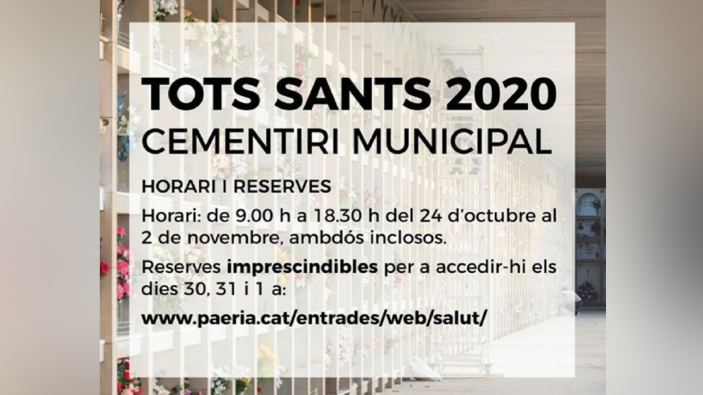Cita prèvia per accedir al cementiri de Lleida per Tots Sants
