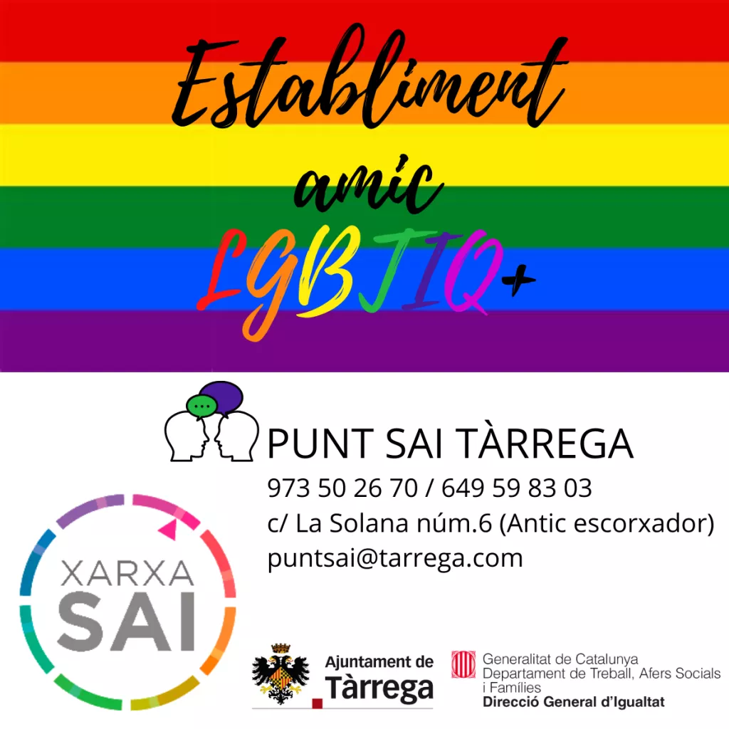 Tàrrega engega la campanya "Establiment amic del col·lectiu LGBTIQ+"