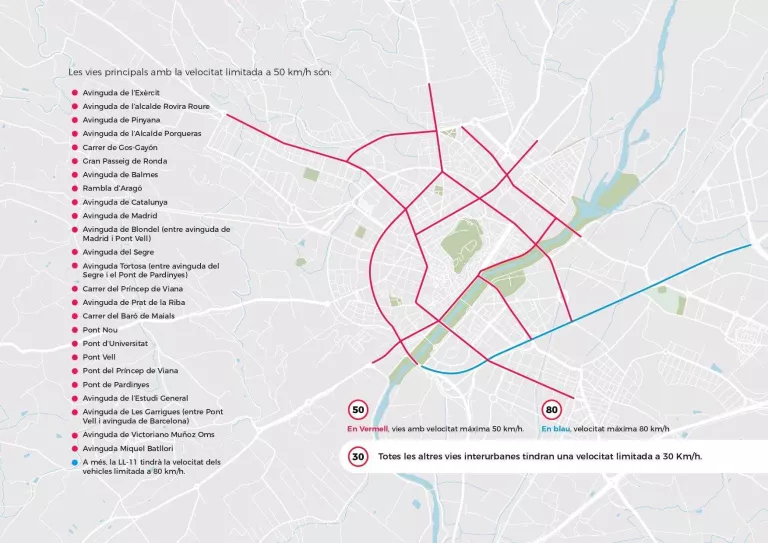 ℹ️ Només 26 carrers de Lleida permetran una velocitat de circulació superior a 30 km/h