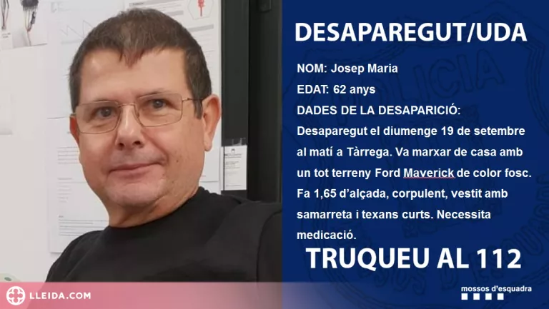 Busquen un home desaparegut a Tàrrega