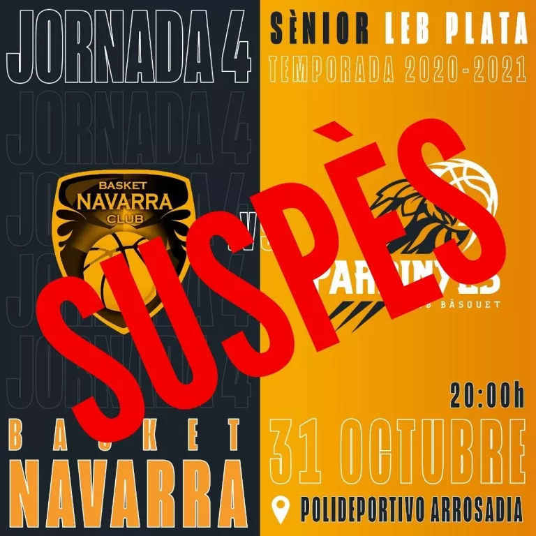 Suspès el partit del CB Pardinyes contra el Basket Navarra Club