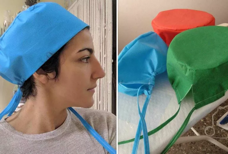 Cosidores de Tàrrega confeccionen gorres mèdiques