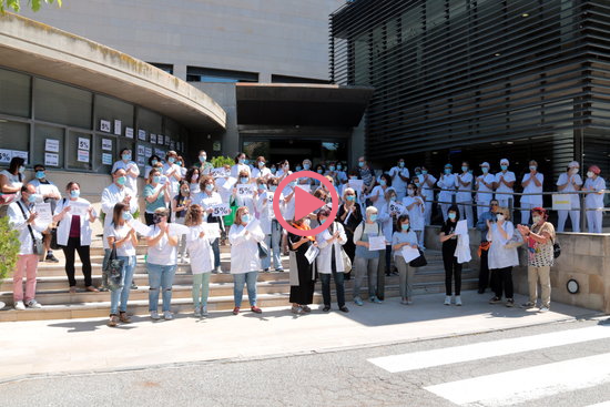⏯️ Treballadors del Santa Maria de Lleida reclamen a Salut que la paga extra no "discrimini" per categories