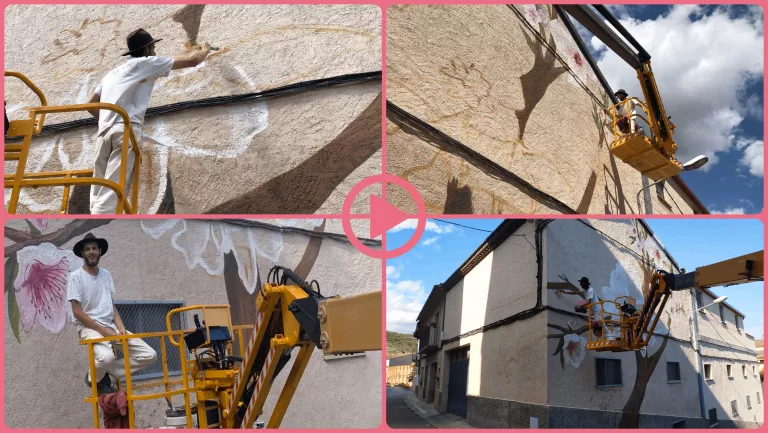 ⏯️ Artistes lleidatans homenatgen la mel i la proximitat amb un mural a Os de Balaguer