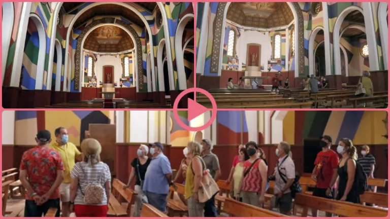⏯️ Primeres visites a l'església de Penelles, decorada per Berni Puig