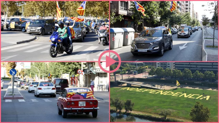 ⏯️ Més de 250 cotxes recorren els carrers de Lleida amb motiu de la Diada