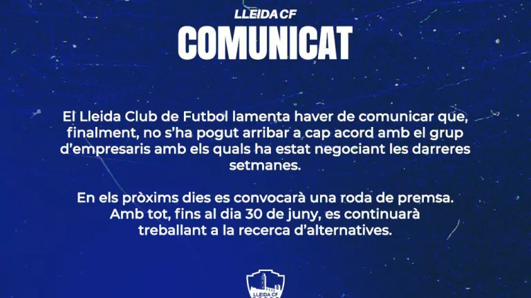 El Lleida CF, més a prop de desaparèixer en no trobar inversors