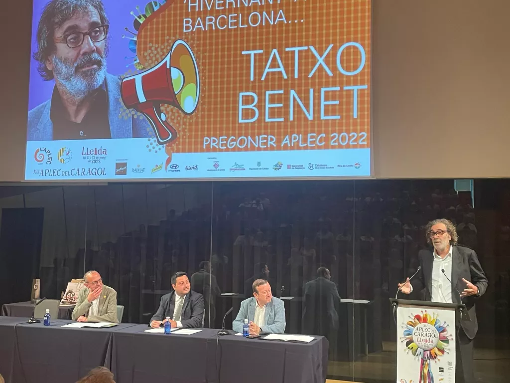 Tatxo Benet enalteix Lleida i la "idiosincràsia" dels lleidatans en el pregó inaugural de l'Aplec