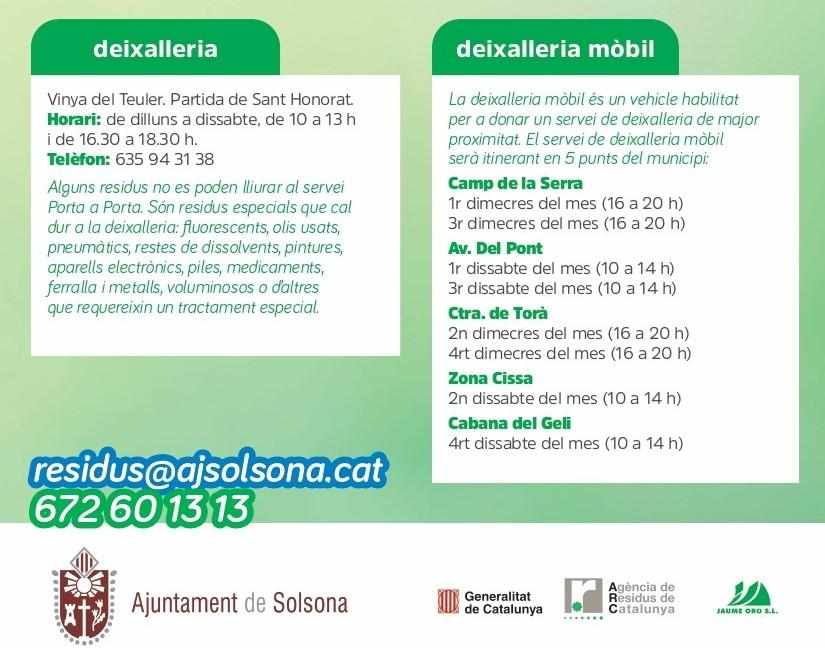 La deixalleria mòbil de Solsona entrarà en funcionament aquesta setmana