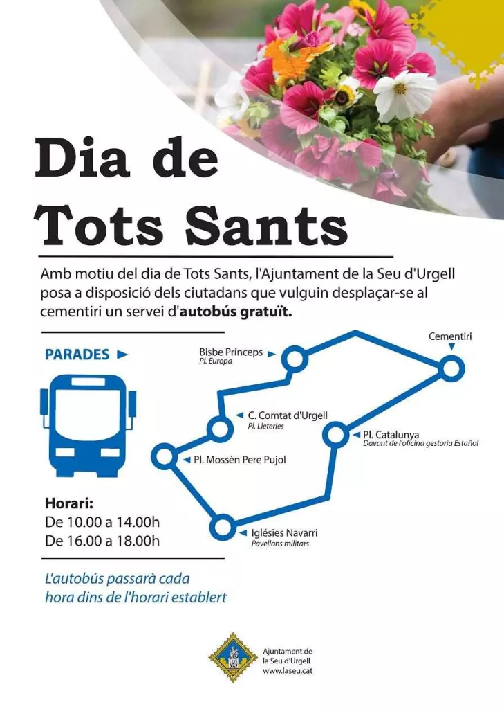 Servei d'autobús gratuït a la Seu d'Urgell per anar al cementiri en el dia de Tots Sants