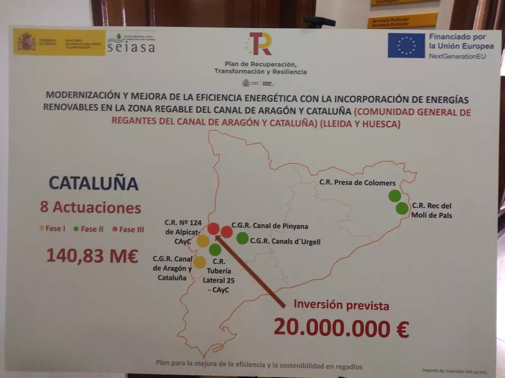 ⏯️ Es signa un conveni per destinar 45MEUR a la modernització dels canals d'Aragó i Catalunya i Pinyana