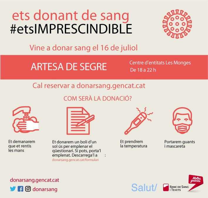 Artesa de Segre acull una campanya especial de donació de sang