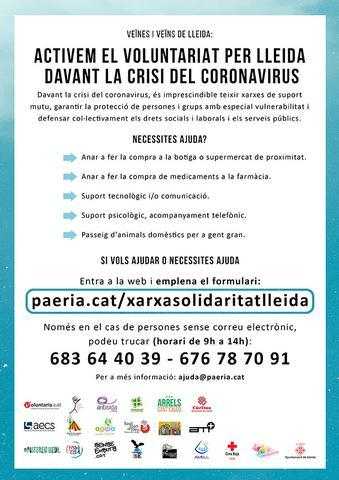 283 persones s'ofereixen voluntàries a la Xarxa Solidaritat Lleida
