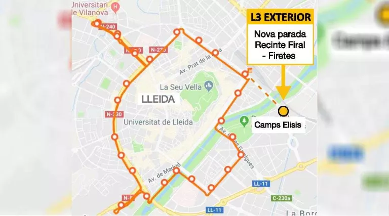 La Paeria amplia l’horari i recorregut de la L-3 d’autobús durant la Festa Major
