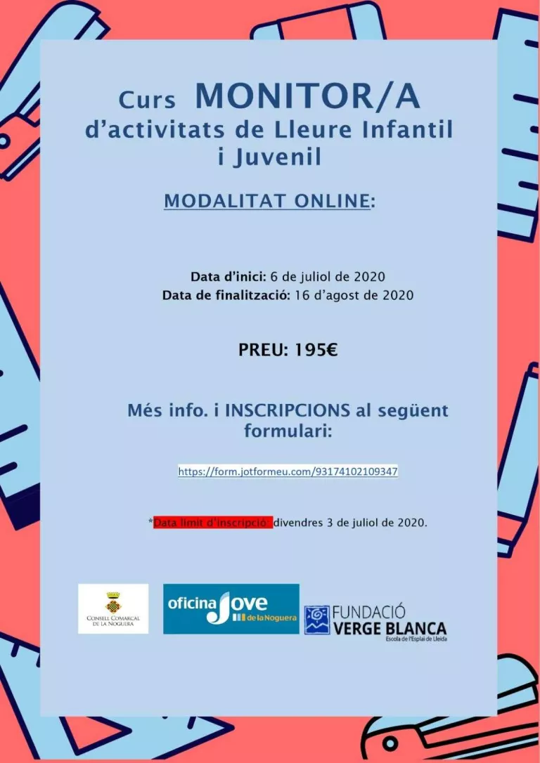 L’Oficina Jove posa en marxa un curs virtual de monitor/a de lleure