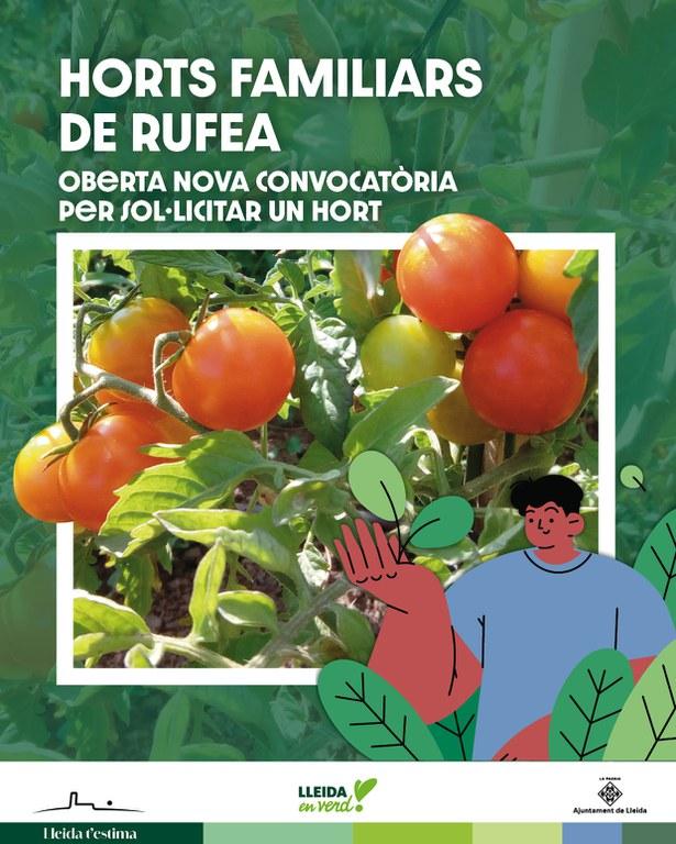 Oberta una nova convocatòria per als Horts Familiars de Rufea